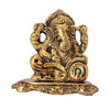 Handcrafted brass Ganesha idol with antique finish, measuring 7x4x7 cm and weighing 400g. Ideal for home decor, altars, or gifting. Symbolizes wisdom and prosperity.