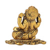 Handcrafted brass Ganesha idol with antique finish, measuring 7x4x7 cm and weighing 400g. Ideal for home decor, altars, or gifting. Symbolizes wisdom and prosperity.
