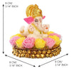 Handcrafted Lord Ganesha idol made of vibrant resin, measuring 8x8x8 cm, symbolizing prosperity and wisdom, placed on a decorative plate.