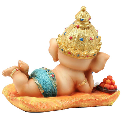Handcrafted resin Ganesha statue, beautifully detailed, symbolizing prosperity and good fortune, ideal for home decor, puja room, or altar.