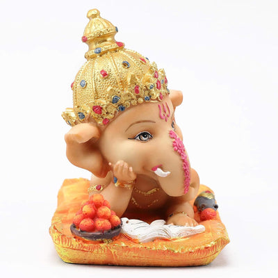 Handcrafted resin Ganesha statue, beautifully detailed, symbolizing prosperity and good fortune, ideal for home decor, puja room, or altar.