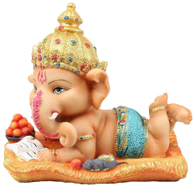 Handcrafted resin Ganesha statue, beautifully detailed, symbolizing prosperity and good fortune, ideal for home decor, puja room, or altar.