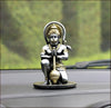 A beautifully crafted resin idol of Lord Hanumanji, showcasing intricate details and vibrant colors, ideal for home altars or car dashboards.