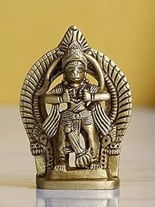 Handmade brass idol of Lord Hanumanji opening his heart to reveal Lord Ram and Sita, showcasing intricate design and craftsmanship.