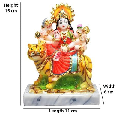 Handmade Durga Maa Idol for Puja, measuring 18 cm, made of resin, ideal for home decor and spiritual practices