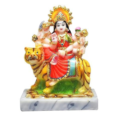 Handmade Durga Maa Idol for Puja, measuring 18 cm, made of resin, ideal for home decor and spiritual practices