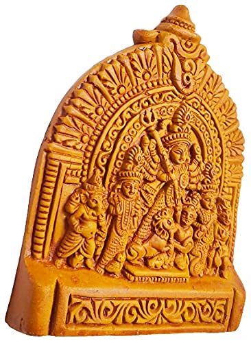 A beautifully handcrafted wooden wall hanging of Goddess Durga, featuring intricate details, ideal for home decor and spiritual ambiance