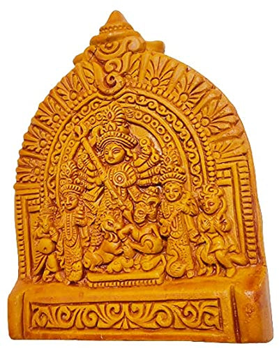 A beautifully handcrafted wooden wall hanging of Goddess Durga, featuring intricate details, ideal for home decor and spiritual ambiance