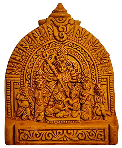 A beautifully handcrafted wooden wall hanging of Goddess Durga, featuring intricate details, ideal for home decor and spiritual ambiance