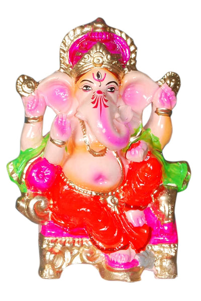 Handcrafted earthenware Ganesha statue, 20.3x12.7 cm, ideal for home altar or as a decorative showpiece. Symbolizes wisdom, prosperity, and blessings