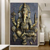 Peel-and-stick Ganesha wallpaper, measuring 76.2L x 2W x 152.4H cm, crafted from eco-friendly PVC vinyl, ideal for enhancing home decor.