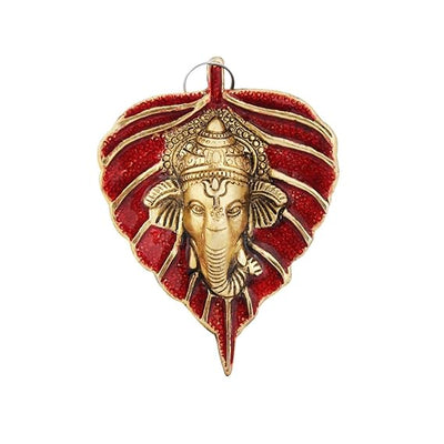 Handmade Ganesha wall hanging in aluminum, symbolizing wisdom and prosperity, ideal for home decor and spiritual spaces.