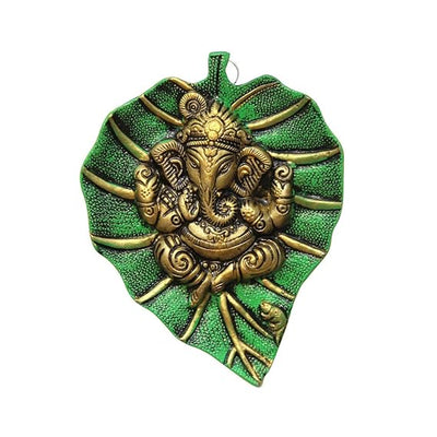 Handmade Ganesha wall hanging in aluminum, symbolizing wisdom and prosperity, perfect for home decor and altars.