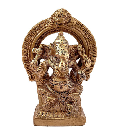 Handmade Ganesha showpiece in brass, symbolizing wisdom and prosperity, perfect for home altars and decorative spaces.