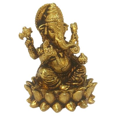 Handmade Ganesha brass statue, symbolizing wisdom and prosperity, perfect for home altars and decorative spaces.