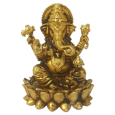 Handmade Ganesha brass statue, symbolizing wisdom and prosperity, perfect for home altars and decorative spaces.