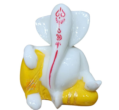 Handmade Ganesha idol in marble for car dashboards, symbolizing wisdom and prosperity, perfect for enhancing your driving experience.