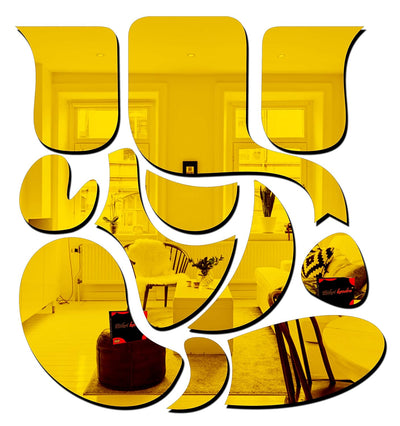 Golden 3D Acrylic Mirror Wall Sticker of Lord Ganesha, ideal for home decor and honoring Hinduism, made from lightweight acrylic.