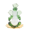 A handmade glass Ganesha idol, 4.5 cm x 6 cm, designed for car dashboards, showcasing intricate detailing and a spiritual aura.