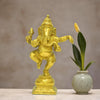 Handmade brass Ganesha idol, measuring 11 cm, beautifully crafted for home decoration and altar use, symbolizing blessings and prosperity in Hinduism.