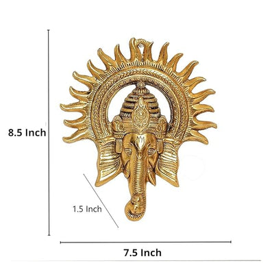 Handmade Ganesha metal wall hanging, symbolizing wisdom and prosperity, perfect for home decor and spiritual spaces.