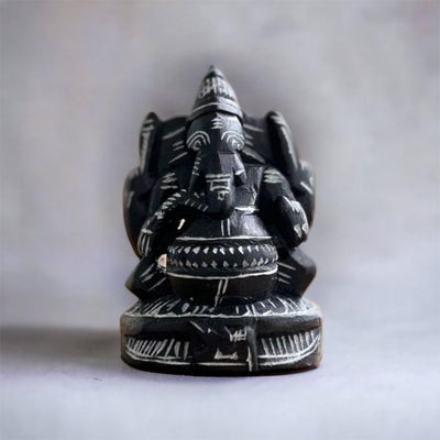 Handmade Ganesha soapstone showpiece, symbolizing wisdom and prosperity, perfect for home decor and altar spaces.
