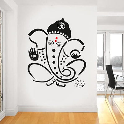 A colorful Ganesha wall sticker showcasing intricate designs, ideal for home decor that honors Hindu deities and the Hindu faith.