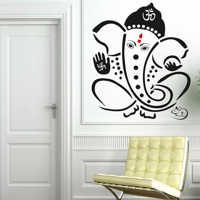 A colorful Ganesha wall sticker showcasing intricate designs, ideal for home decor that honors Hindu deities and the Hindu faith.