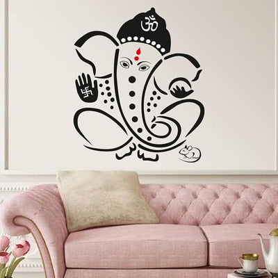 A colorful Ganesha wall sticker showcasing intricate designs, ideal for home decor that honors Hindu deities and the Hindu faith.