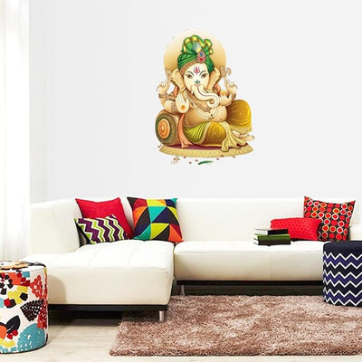 A colorful Ganesha wall sticker featuring intricate designs, ideal for home decor that celebrates Hindu deities and the Hindu faith.