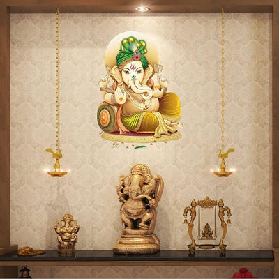 A colorful Ganesha wall sticker featuring intricate designs, ideal for home decor that celebrates Hindu deities and the Hindu faith.