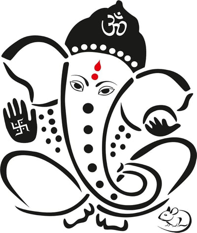 A colorful Ganesha wall sticker showcasing intricate designs, ideal for home decor that honors Hindu deities and the Hindu faith.