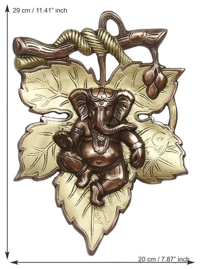 Handmade Ganesha wall hanging idol in iron, symbolizing prosperity and wisdom, perfect for home decor and altars.