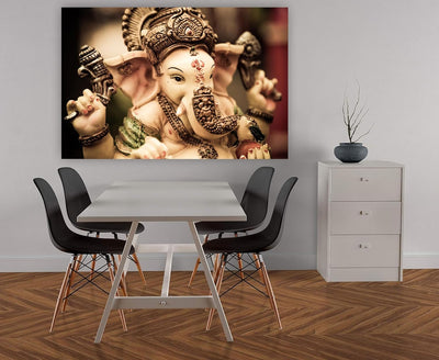 A vibrant Ganesha wall poster showcasing the Hindu deity in intricate detail, designed to enhance any interior space.