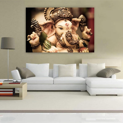 A vibrant Ganesha wall poster showcasing the Hindu deity in intricate detail, designed to enhance any interior space.