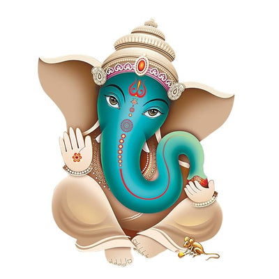 Ganesha wall sticker featuring vibrant colors, showcasing the revered Hindu deity, perfect for adding personality to any living space.