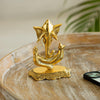 Handmade metal Ganesha idol, 13.2 cm x 16.8 cm, perfect for altars, home decor, or car dashboards, symbolizing prosperity and wisdom.