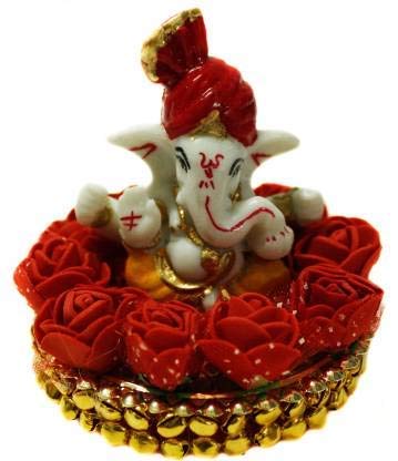 Handmade 300g resin Ganesha idol, intricately designed, perfect for car dashboard or home altar, measuring 9 cm x 9 cm x 9 cm.