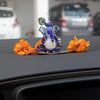 Handcrafted Glass Ganesha Idol, 300 grams, perfect for car dashboard or home altar, measuring 8.5 cm x 6.5 cm x 6.5 cm