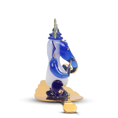 Handcrafted Glass Ganesha Idol, 300 grams, perfect for car dashboard or home altar, measuring 8.5 cm x 6.5 cm x 6.5 cm