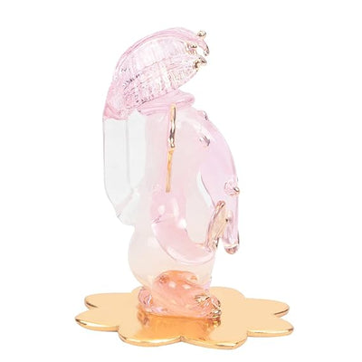 Handmade glass Ganesha idol, 6.5x5x4 cm, ideal for car dashboard or home altar, symbolizing blessings and prosperity.