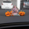 Handcrafted glass Ganesha idol, 6.5x5x5 cm, 300 grams, ideal for car dashboard or home altar, symbolizing wisdom and prosperity.