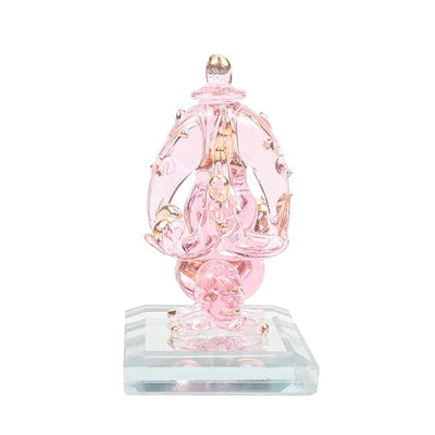 Handcrafted glass Ganesha idol, 6.5x5x5 cm, 300 grams, ideal for car dashboard or home altar, symbolizing wisdom and prosperity.