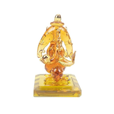 Handmade glass Ganesha statue, 6.5x5 cm, ideal for car dashboard or home altar. Symbolizes wisdom, success, and divine blessings