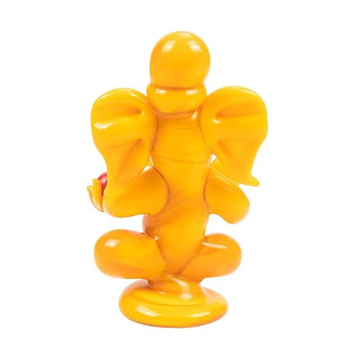 Handmade glass Ganesha statue, 8x5 cm, ideal for car dashboard or home altar. Symbolizes wisdom, success, and divine blessings.