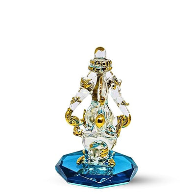 Handcrafted glass Ganesha statue, 8x5x5 cm, ideal for home altar or car dashboard. Symbolizes wisdom, prosperity, and good fortune