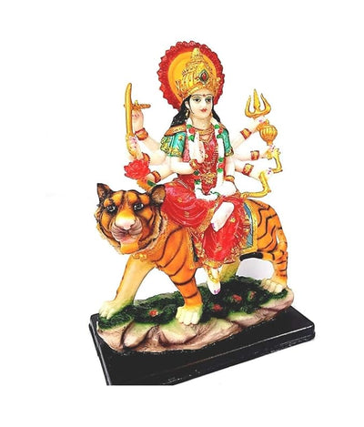 Handmade Goddess Durga Devi Idol statue in golden finish, ideal for puja, home altar, and decor, symbolizing strength and purity