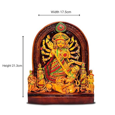 Earthenware idol of Goddess Durga, intricately handcrafted by artisans, ideal for home decor, altars, or gifting.