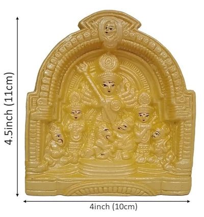 Polyresin idol of Goddess Durga Mahishasura-mardini, intricately designed with a golden finish, ideal for home decor or gifting