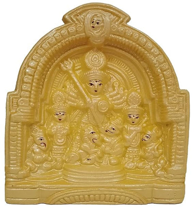 Polyresin idol of Goddess Durga Mahishasura-mardini, intricately designed with a golden finish, ideal for home decor or gifting